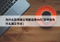 为什么区块链公司都选择defi[区块链为什么建立节点]